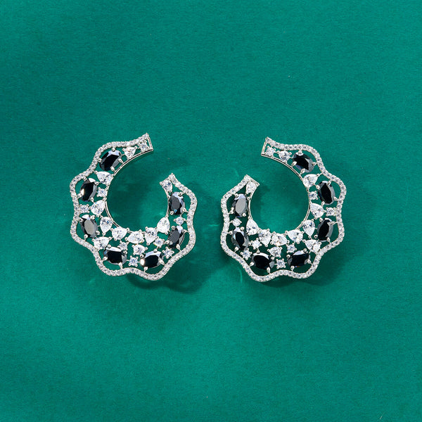 436136 Cz Classic Earring With Rhodium Plating