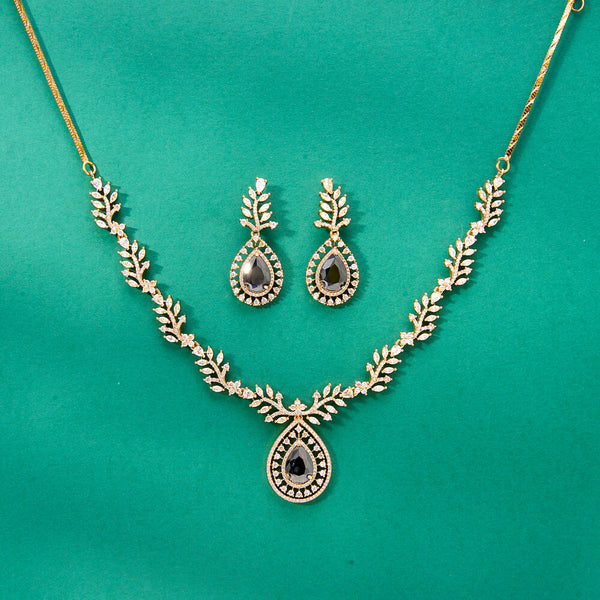 436163 Cz Classic Necklace With Mehndi Plating