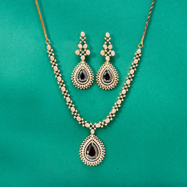 436164 Cz Classic Necklace With Mehndi Plating