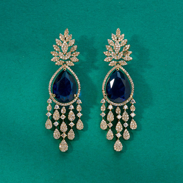 436175 Cz Classic Earring With Mehndi Plating