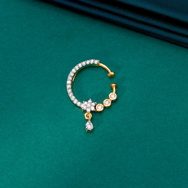 436193 Cz Classic Nose Ring With 2 Tone Plating