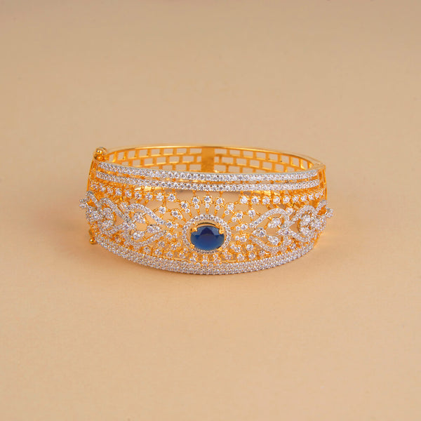 436205 Cubic Zirconia Openable Kada With 2 Tone Plating