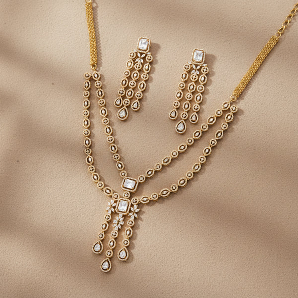 436206 Cz Classic Necklace With Mehndi Plating