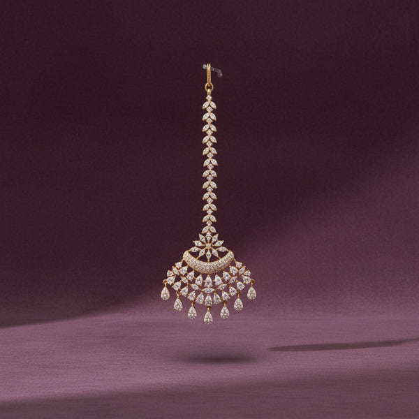 436207 Cz Classic Tikka With Mehndi 2 Tone Rhodium Plating