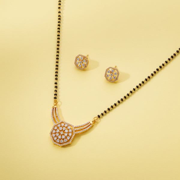 436215 Cz Tanmaniya Mangalsutra With 2 Tone Rhodium Plating