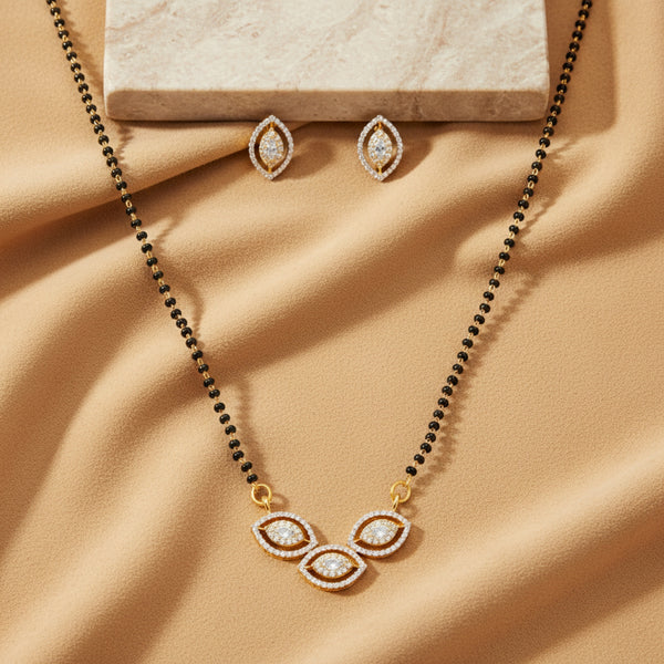 436219 Cz Tanmaniya Mangalsutra With 2 Tone Rhodium Plating