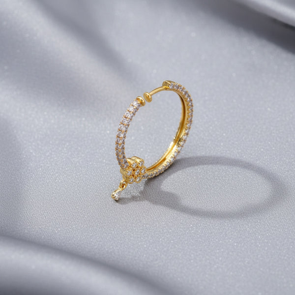 436227 Cz Classic Nose Ring With 2 Tone Rhodium Gold Plating
