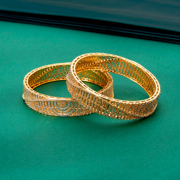 436236 Cz Classic Bangles With 2 Tone Plating