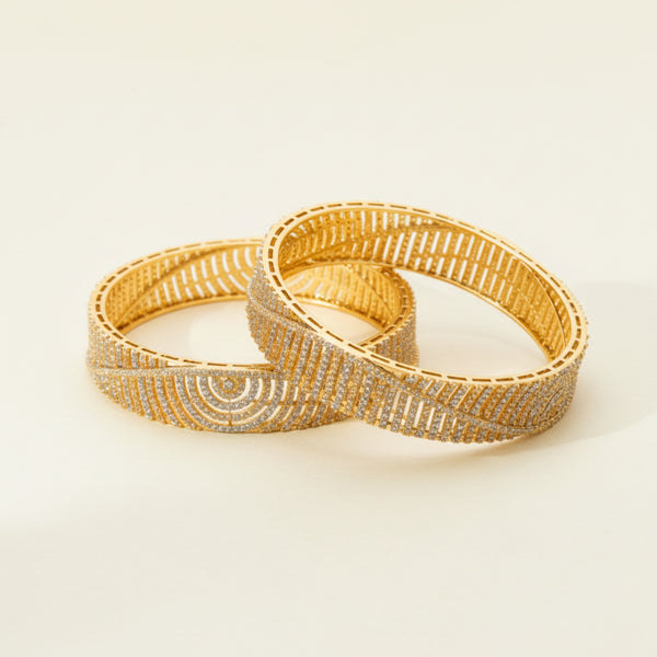 436236 Cz Classic Bangles With 2 Tone Plating