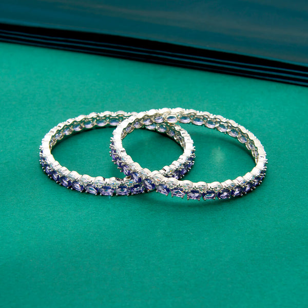 436237 Cz Classic Bangles With Rhodium Plating