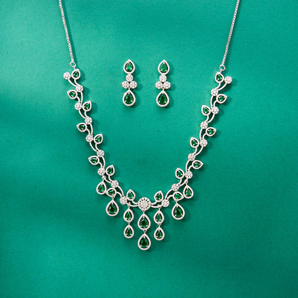 436260 Cz Classic Necklace With Rhodium Plating