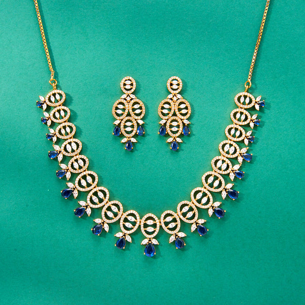 436261 Cz Classic Necklace With Mehndi Plating