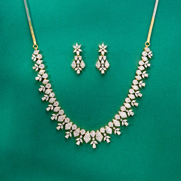 436274 Cz Classic Necklace With 2 Tone Rhodium Plating