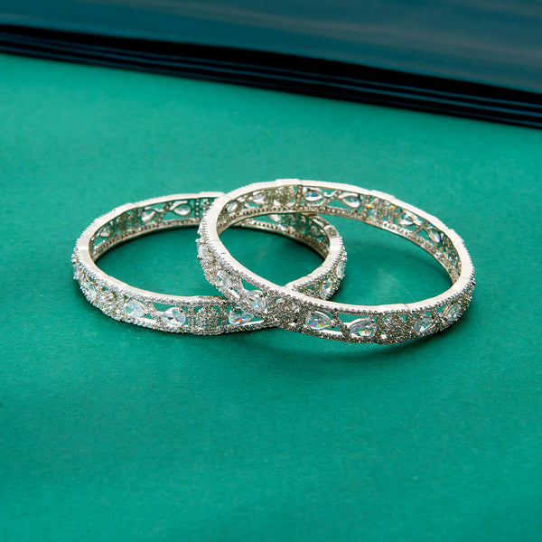 436302 Cz Classic Bangles With Rhodium Plating