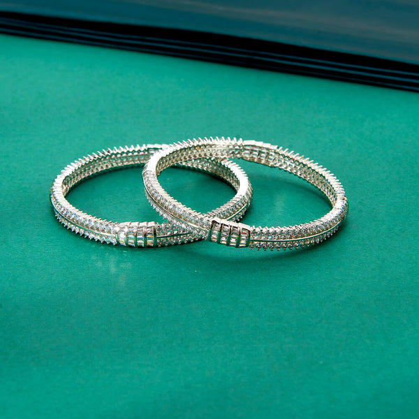 436303 Cz Classic Bangles With Rhodium Plating