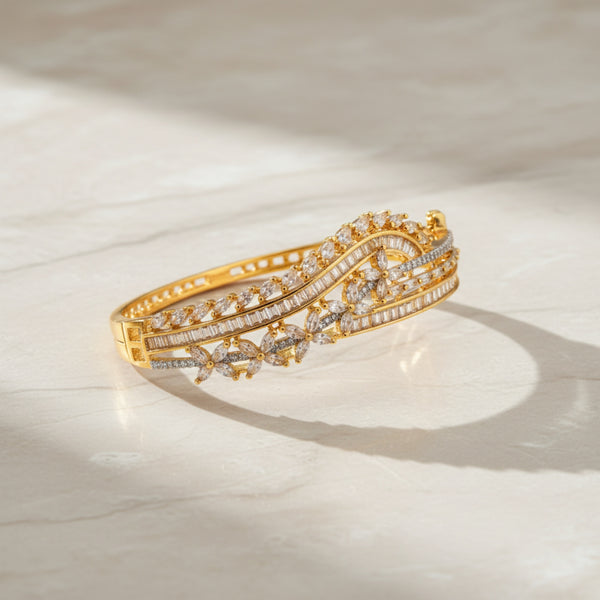 436306 Cz Classic Kada With 2 Tone Rhodium Plating