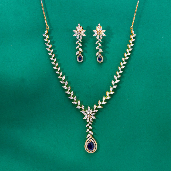 436340 Cz Classic Necklace With 2 Tone Plating