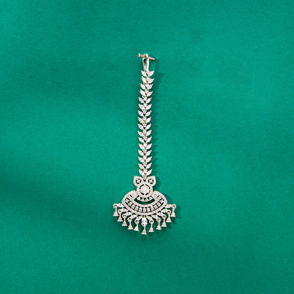 436349 Cz Classic Tikka With Mehndi 2 Tone Rhodium Plating