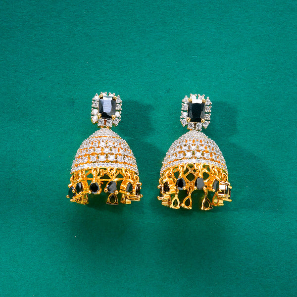 436380 Cz Classic Jhumki With 2 Tone Plating