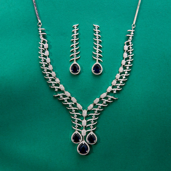 436409 Cz Classic Necklace With Rhodium Plating