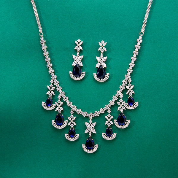 436410 Cz Classic Necklace With Rhodium Plating