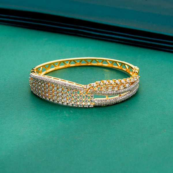 436428 Cz Classic Kada With Mehndi 2 Tone Rhodium Plating