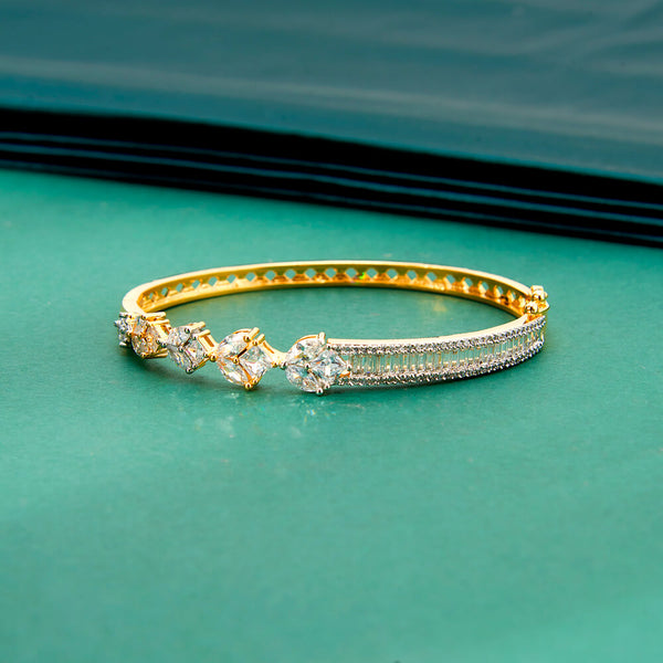 436431 Cz Delicate Kada With 2 Tone Rhodium Plating