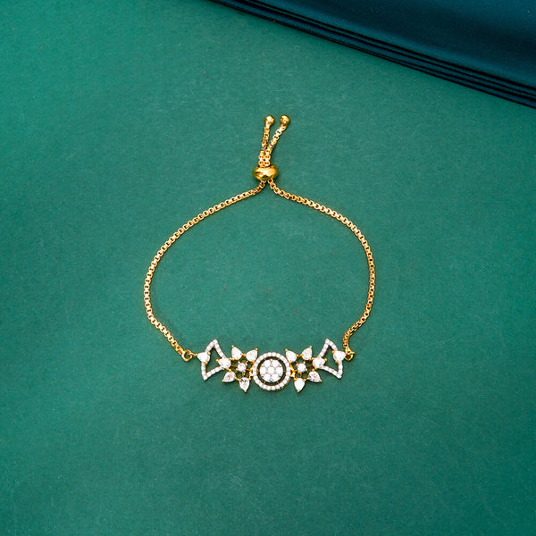 436445 Cz Adjustable Bracelet With 2 Tone Rhodium Plating