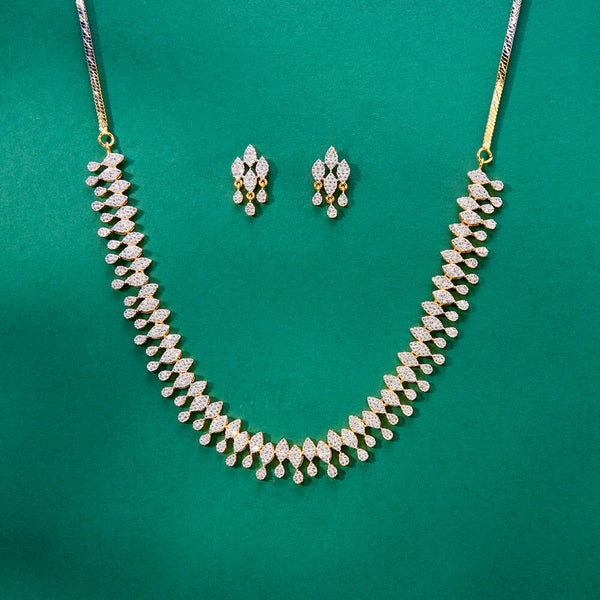 436447 Cz Classic Necklace Set With Mehndi Plating