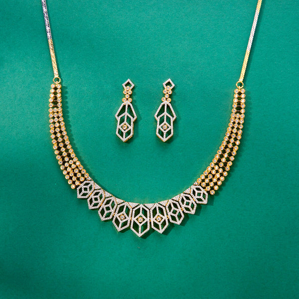 436448 Cz Classic Necklace Set With Mehndi Plating