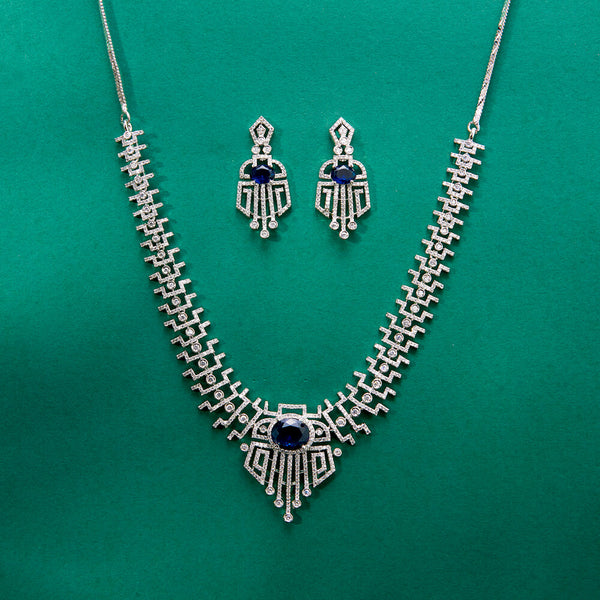 436452 Cz Classic Necklace With Rhodium Plating