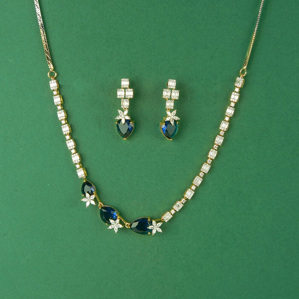 436456 Cubic Zirconia Classic Necklace Set With 2 Tone Plating