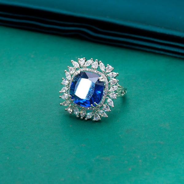 436476 Cz Classic Ring With Rhodium Plating