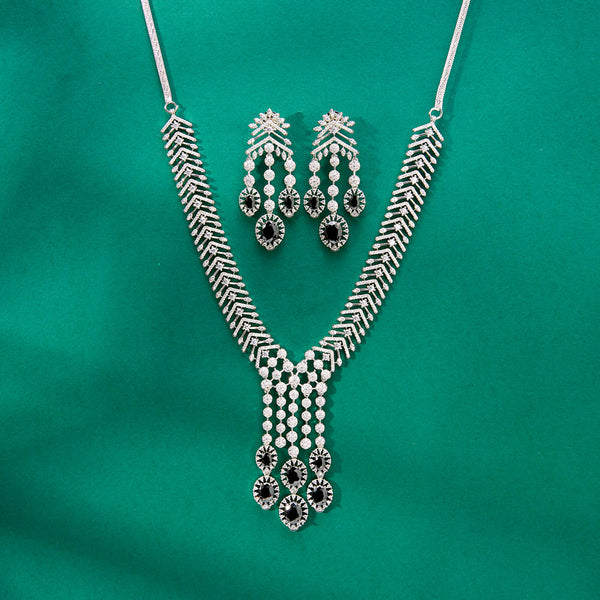 436537 Cz Classic Necklace With Rhodium Plating