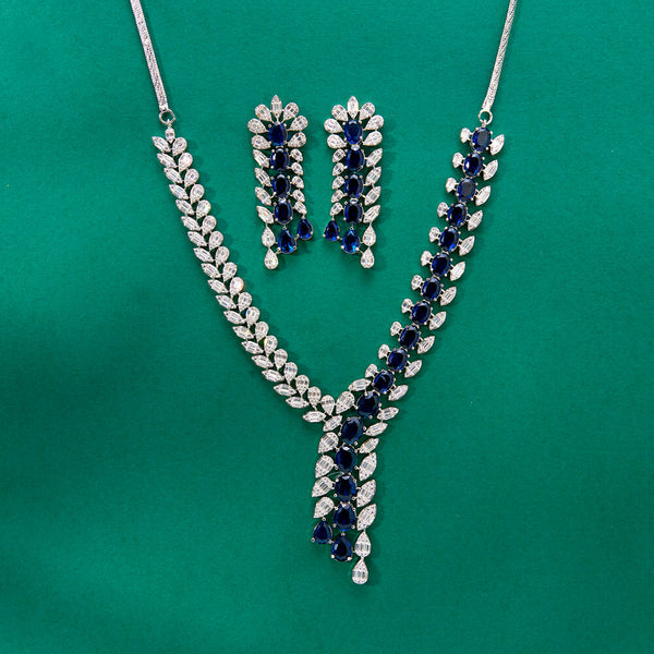 436538 Cz Classic Necklace With Rhodium Plating