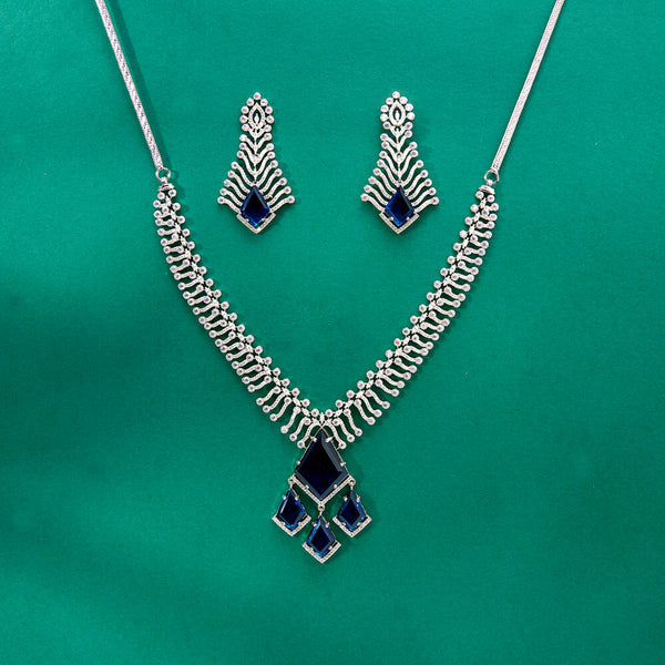 436539 Cz Classic Necklace With Rhodium Plating