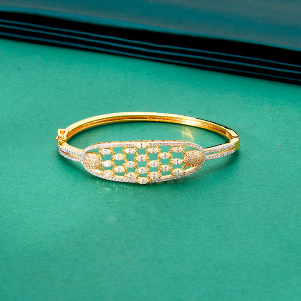 436544 Cubic Zirconia Classic Kada With Mehndi 2 Tone Rhodium Plating