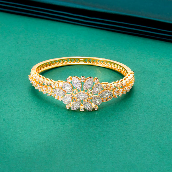 436550 Cubic Zirconia Classic Kada With 2 Tone Rhodium Plating