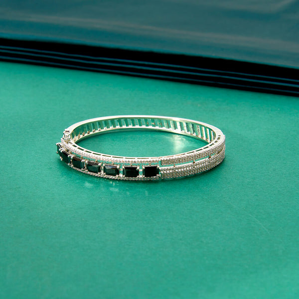 436553 Cubic Zirconia Delicate Kada With Rhodium Plating