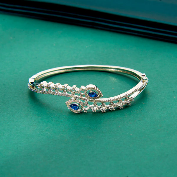 436559 Cz Delicate Kada With Rhodium Plating