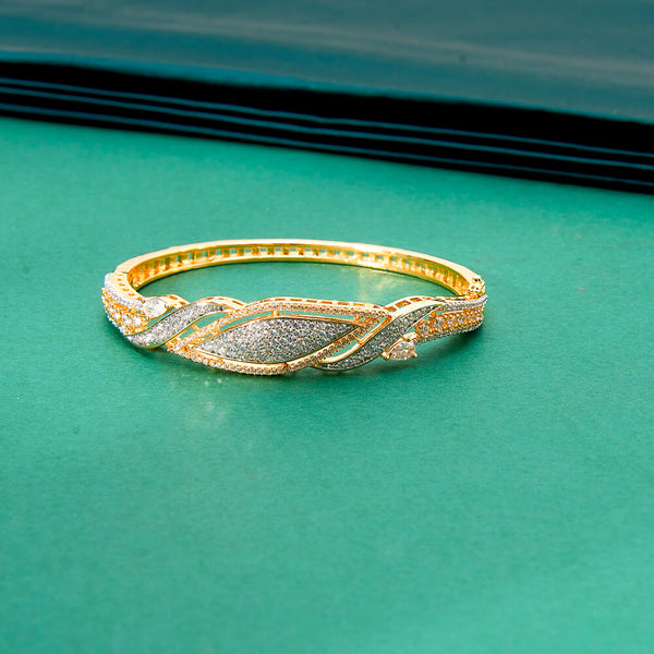 436562 Cubic Zirconia Classic Kada With 2 Tone Rhodium Plating