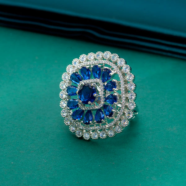 436590 Cz Classic Ring With Rhodium Plating