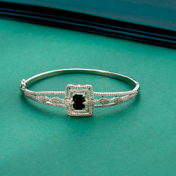 436604 Cz Delicate Kada With Rhodium Plating