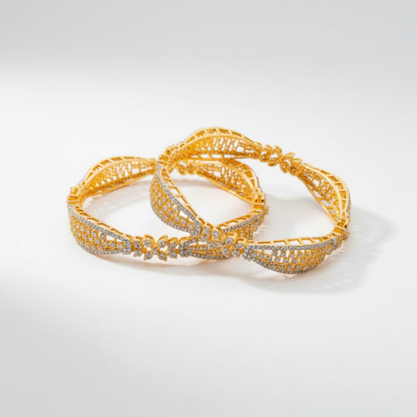 436631 Cubic Zirconia Classic Bangles With 2 Tone Plating