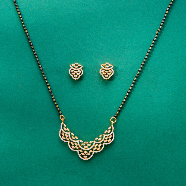 436660 Cubic Zirconia Classic Mangalsutra With 2 Tone Rhodium Plating