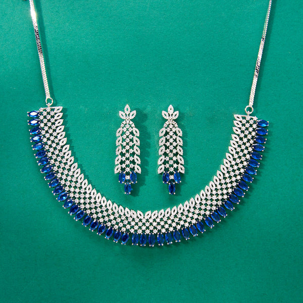 436686 Cz Classic Necklace With Rhodium Plating