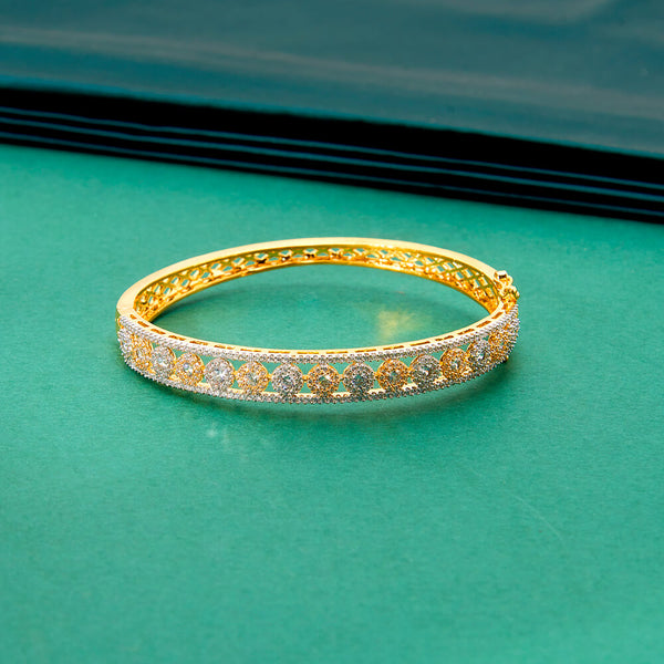 436690 Cubic Zirconia Delicate Kada With 2 Tone Rhodium Plating