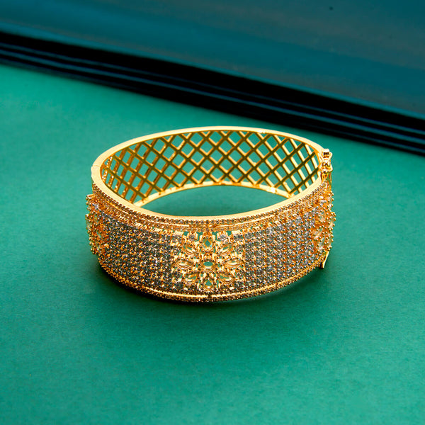 436697 Cubic Zirconia Classic Kada With 2 Tone Rhodium Plating