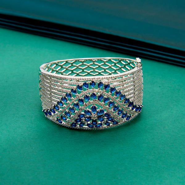 436700 Cubic Zirconia Broad Kada With Rhodium Plating