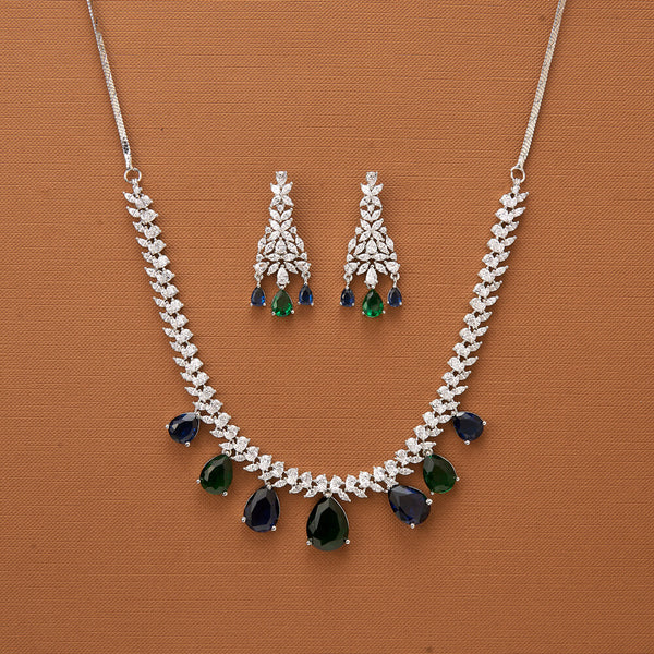 436734 Cubic Zirconia Classic Necklace With Rhodium Plating